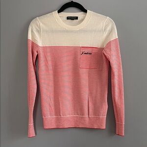Banana Republic coral/orange and cream Striped Pullover